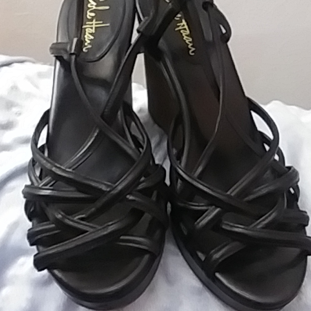 Size 8 Cole Haan Black Leather Wedges